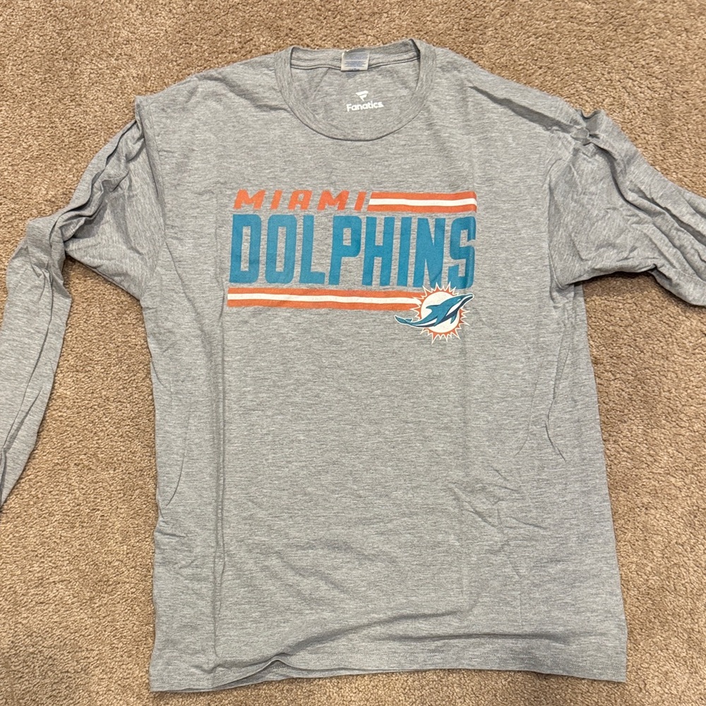 Fanatics Gray Miami Dolphins Long Sleeve Tee